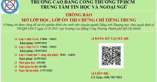 THÔNG BÁO: TUYỂN SINH CÁC LỚP HỌC, ÔN THI TIẾNG TRUNG
