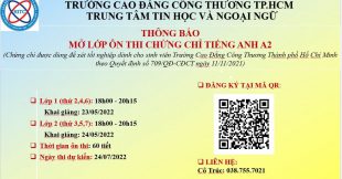 THÔNG BÁO: LỚP ÔN THI CHỨNG CHỈ TIẾNG ANH A2