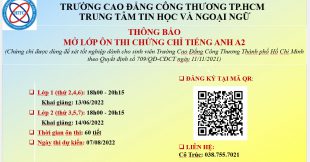 LỊCH ÔN THI CHỨNG CHỈ TIẾNG ANH A2