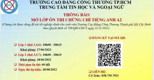 LỊCH ÔN THI CHỨNG CHỈ TIẾNG ANH A2