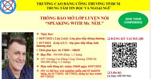 THÔNG BÁO: MỞ LỚP LUYỆN NÓI “SPEAKING WITH MR.NEIL”