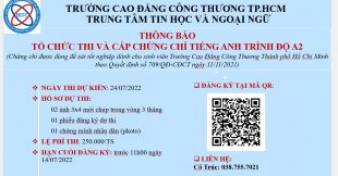 THÔNG BÁO: LỊCH THI TIẾNG ANH A2 THÁNG 07/2022