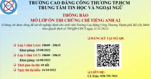 THÔNG BÁO: LỊCH ÔN TIẾNG ANH A2