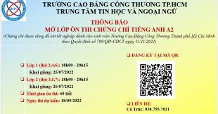 THÔNG BÁO: LỊCH ÔN THI CHỨNG CHỈ TIẾNG ANH A2