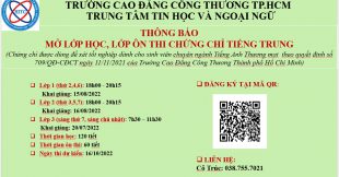 THÔNG BÁO: LỊCH HỌC, ÔN THI TIẾNG TRUNG