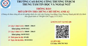 THÔNG BÁO: LỊCH ÔN THI CHỨNG CHỈ TIẾNG ANH A2