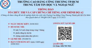 THÔNG BÁO LỊCH THI TIẾNG ANH A2