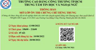 THÔNG BÁO: LỚP ÔN TIẾNG TRUNG HSK 1