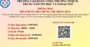 THÔNG BÁO: LỊCH ÔN TIẾNG HÀN TOPIK 1