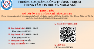 THÔNG BÁO: LỊCH ÔN THI TIẾNG ANH B1