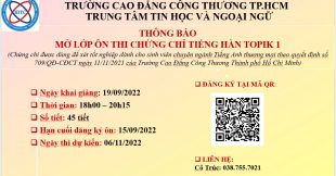 THÔNG BÁO: LỊCH ÔN THI CHỨNG CHỈ TIẾNG HÀN TOPIK 1