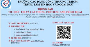 THÔNG BÁO: LỊCH THI TIẾNG ANH A2