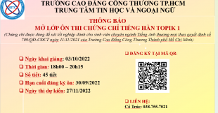 THÔNG BÁO: LỊCH ÔN THI TIẾNG HÀN TOPIK1