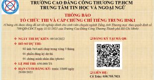 THÔNG BÁO: LỊCH THI TIẾNG TRUNG HSK 1