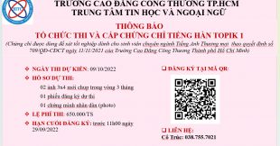THÔNG BÁO: LỊCH THI TIẾNG HÀN TOPIK 1