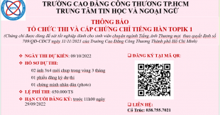 THÔNG BÁO: LỊCH THI TIẾNG HÀN TOPIK1