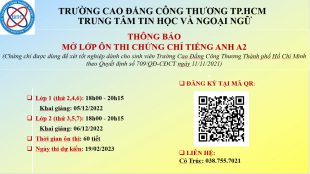 THÔNG BÁO: LỊCH ÔN TIẾNG ANH A2