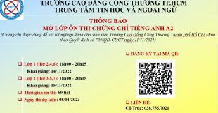 TB: LỊCH ÔN TIẾNG ANH A2