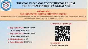 THÔNG BÁO: LỊCH ÔN THI TIẾNG ANH B1
